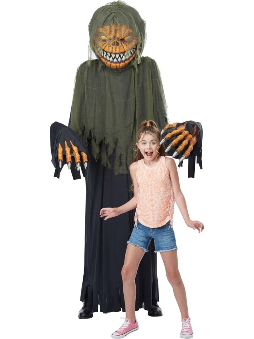 Towering Terror Pumpkin Adult Costume - Spooky Black & Green One Size Halloween